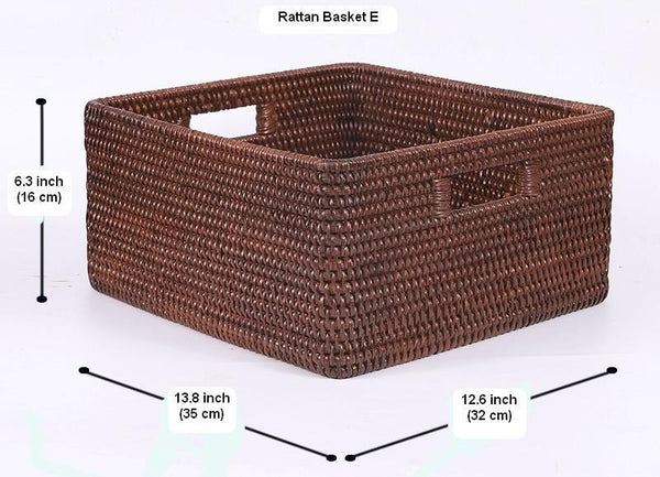 Storage Baskets for Clothes, Rectangular Storage Baskets, Large Brown Woven Storage Baskets, Storage Baskets for Shelves-ArtWorkCrafts.com