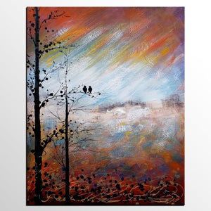 Love Birds Painting, Simple Abstract Painting, Landscape Acrylic Painting, Acrylic Canvas Painting, Bedroom Wall Art Paintings, C-ArtWorkCrafts.com