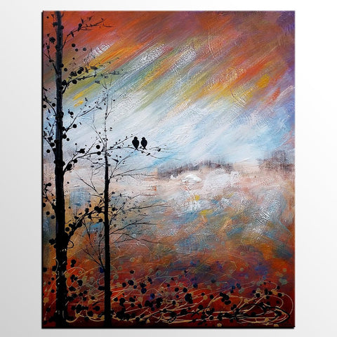 Love Birds Painting, Simple Abstract Painting, Landscape Acrylic Painting, Acrylic Canvas Painting, Bedroom Wall Art Paintings, C-ArtWorkCrafts.com