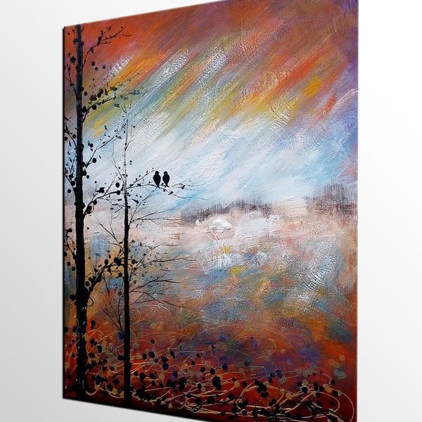 Love Birds Painting, Simple Abstract Painting, Landscape Acrylic Painting, Acrylic Canvas Painting, Bedroom Wall Art Paintings, C-ArtWorkCrafts.com