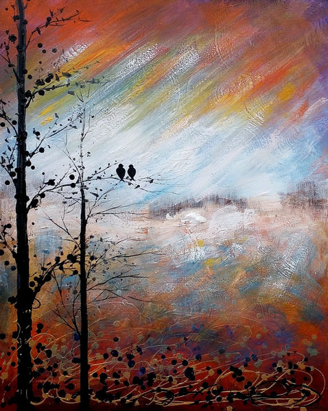Love Birds Painting, Simple Abstract Painting, Landscape Acrylic Painting, Acrylic Canvas Painting, Bedroom Wall Art Paintings, C-ArtWorkCrafts.com