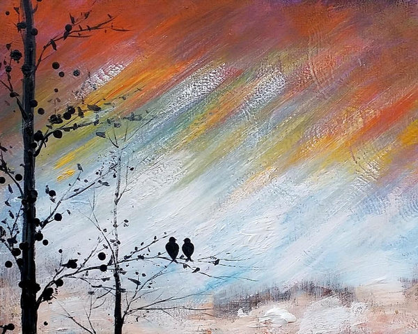 Love Birds Painting, Simple Abstract Painting, Landscape Acrylic Painting, Acrylic Canvas Painting, Bedroom Wall Art Paintings, C-ArtWorkCrafts.com