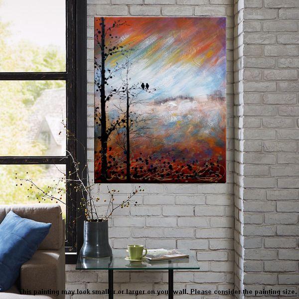 Love Birds Painting, Simple Abstract Painting, Landscape Acrylic Painting, Acrylic Canvas Painting, Bedroom Wall Art Paintings, C-ArtWorkCrafts.com