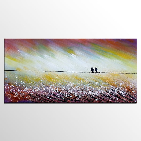 Simple Abstract Painting, Living Room Wall Art Ideas, Love Birds Painting, Acrylic Painting for Sale, Bedroom Canvas Painting-ArtWorkCrafts.com