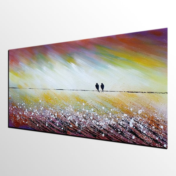 Simple Abstract Painting, Living Room Wall Art Ideas, Love Birds Painting, Acrylic Painting for Sale, Bedroom Canvas Painting-ArtWorkCrafts.com