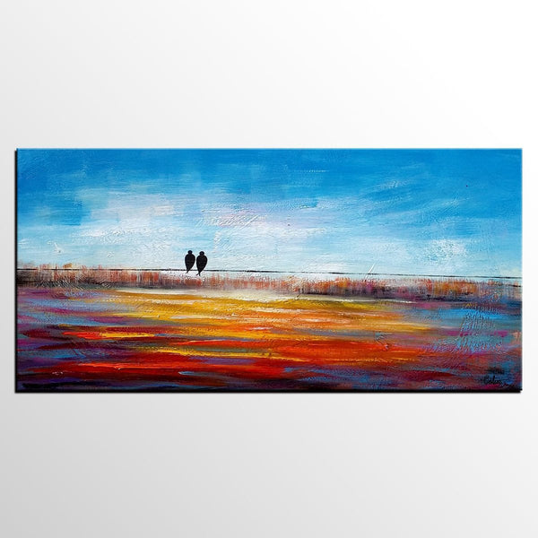 Original Abstract Painting, Love Birds Painting, Dining Room Wall Art Paintings, Modern Abstract Painting, Simple Canvas Painting, C-ArtWorkCrafts.com
