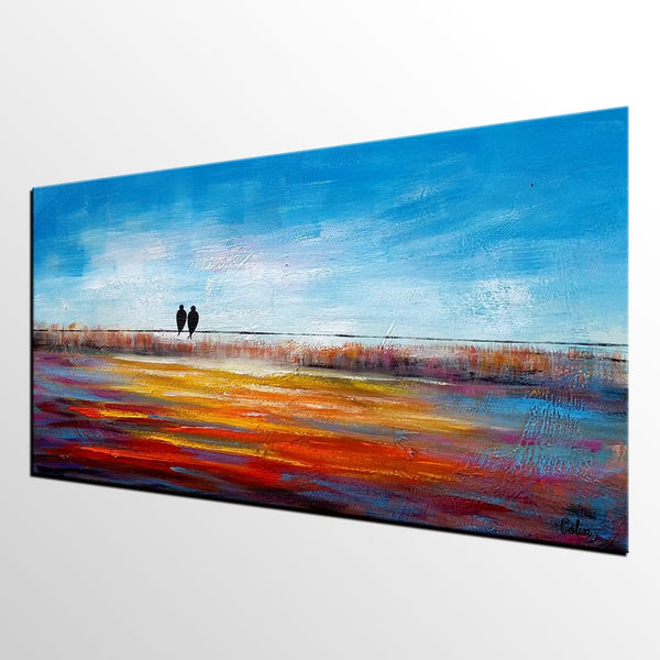Original Abstract Painting, Love Birds Painting, Dining Room Wall Art Paintings, Modern Abstract Painting, Simple Canvas Painting, C-ArtWorkCrafts.com