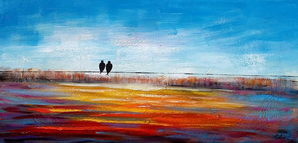 Original Abstract Painting, Love Birds Painting, Dining Room Wall Art Paintings, Modern Abstract Painting, Simple Canvas Painting, C-ArtWorkCrafts.com