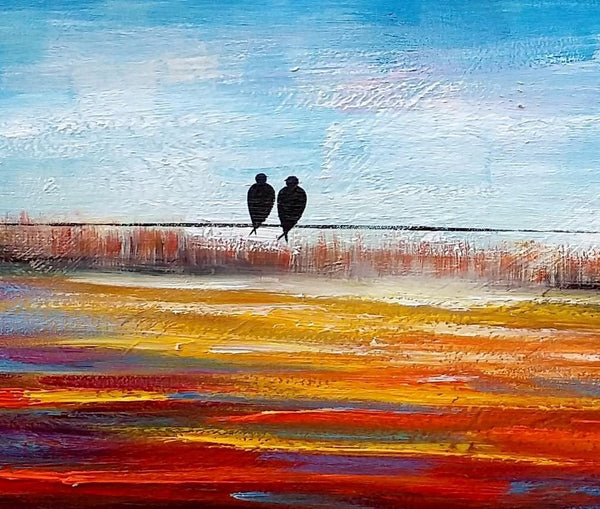 Original Abstract Painting, Love Birds Painting, Dining Room Wall Art Paintings, Modern Abstract Painting, Simple Canvas Painting, C-ArtWorkCrafts.com