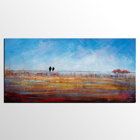Simple Abstract Painting, Acrylic Painting on Sale, Dining Room Wall Art Painting, Love Birds Painting, Abstract Painting for Bedroom-ArtWorkCrafts.com