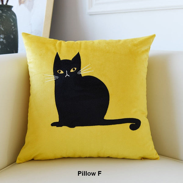 Lovely Cat Pillow Covers for Kid's Room, Modern Sofa Decorative Pillows, Cat Decorative Throw Pillows for Couch, Modern Decorative Throw Pillows-ArtWorkCrafts.com