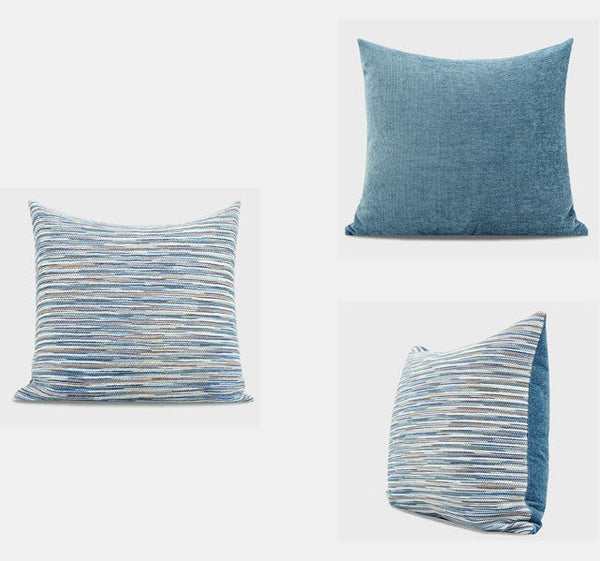Abstract Blue Modern Sofa Pillows, Large Decorative Throw Pillows, Contemporary Square Modern Throw Pillows for Couch, Simple Throw Pillow for Interior Design-ArtWorkCrafts.com