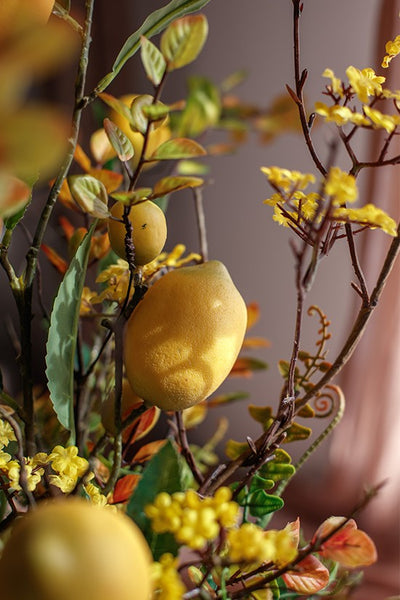 Lemon Branch, Fragrans stems, Fern leaf, Creative Flower Arrangement Ideas for Home Decoration, Unique Artificial Flowers, Simple Artificial Floral for Dining Room Table-ArtWorkCrafts.com