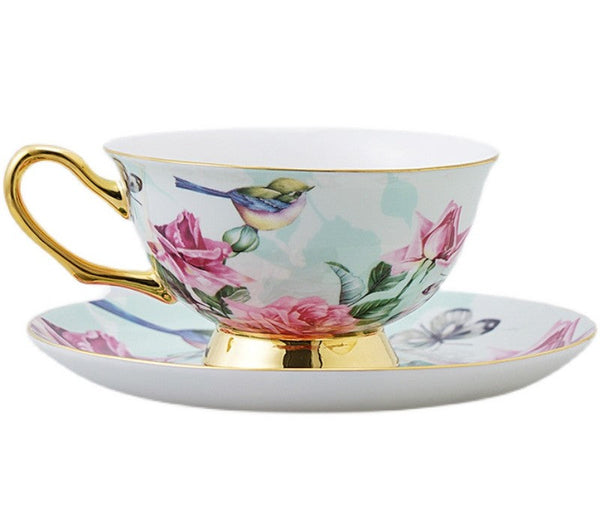Unique Afternoon Tea Cups and Saucers in Gift Box, Royal Bone China Porcelain Tea Cup Set, Elegant Flower Pattern Ceramic Coffee Cups, Beautiful British Tea Cups-ArtWorkCrafts.com