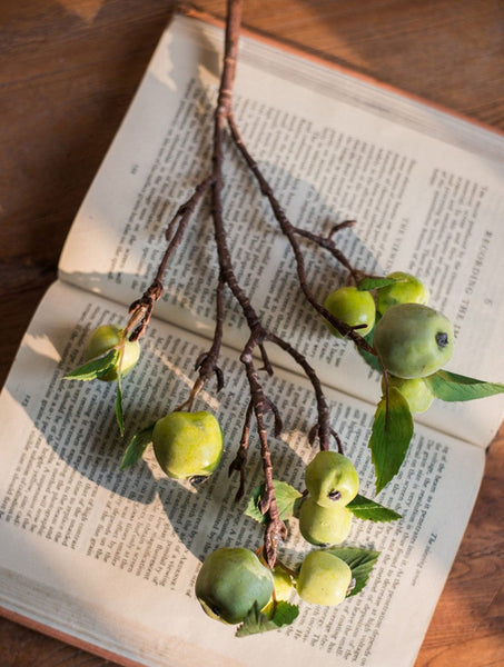 Green Apple Branch, Fruit Branch, Table Centerpiece, Beautiful Modern Flower Arrangement Ideas for Home Decoration, Simple Artificial Floral for Dining Room-ArtWorkCrafts.com