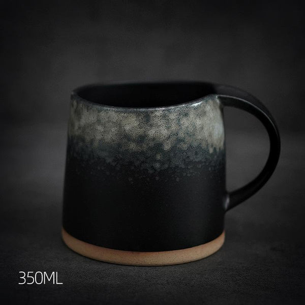 Black Pottery Coffee Cup, Ceramic Coffee Mug, Latte Coffee Cup, Handmade Coffee Cup, Large Tea Cup-ArtWorkCrafts.com