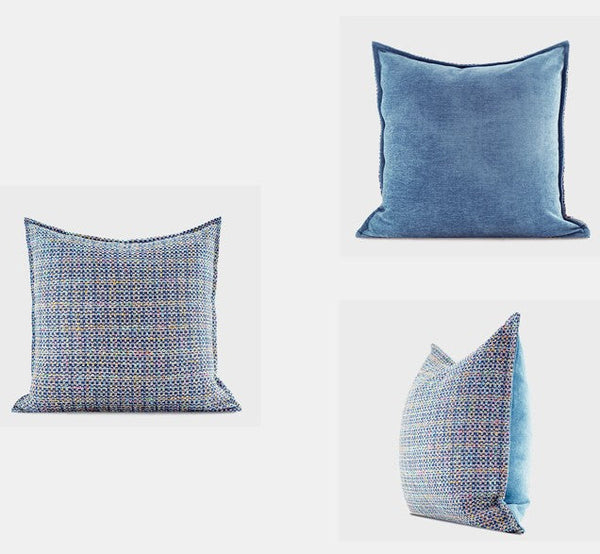 Modern Sofa Pillows, Large Abstract Blue Decorative Throw Pillows, Contemporary Square Modern Throw Pillows for Couch, Simple Throw Pillow for Interior Design-ArtWorkCrafts.com