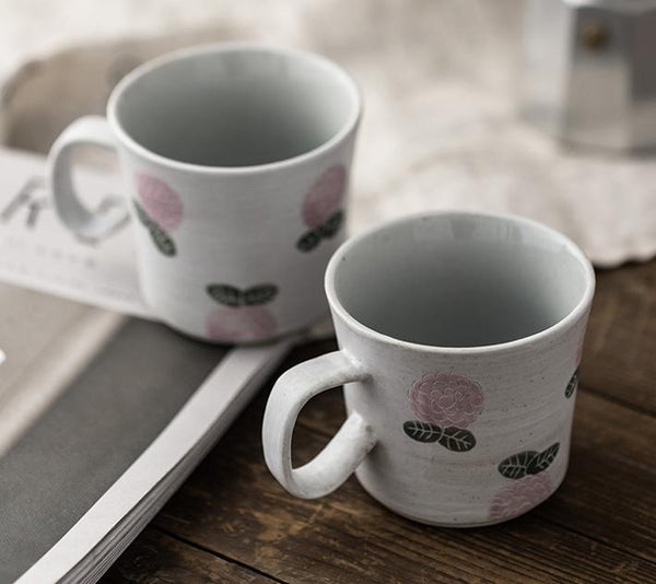 Handmade Pottery Coffee Cup, Rose Ceramic Coffee Mug, Cappuccino Coffee Cup, Tea Cup-ArtWorkCrafts.com
