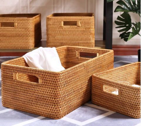 Large Storage Baskets for Bedroom, Storage Baskets for Bathroom, Rectangular Storage Baskets, Storage Baskets for Shelves-ArtWorkCrafts.com