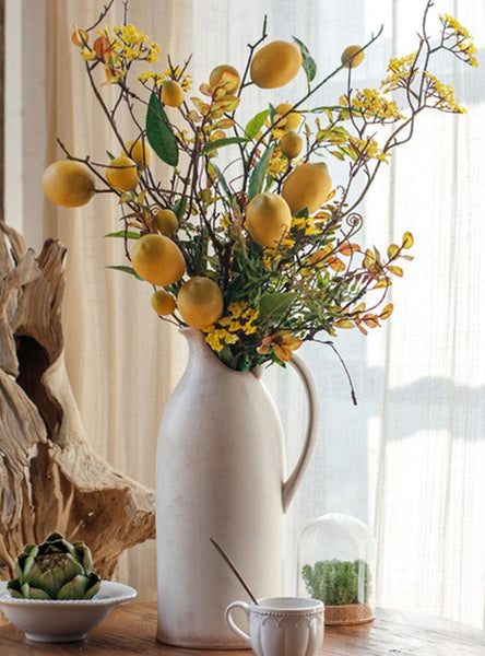 Lemon Branch, Fragrans stems, Fern leaf, Creative Flower Arrangement Ideas for Home Decoration, Unique Artificial Flowers, Simple Artificial Floral for Dining Room Table-ArtWorkCrafts.com