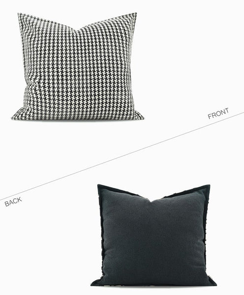 Chequer Modern Sofa Pillows, Large Black and White Decorative Throw Pillows, Contemporary Square Modern Throw Pillows for Couch, Abstract Throw Pillow for Interior Design-ArtWorkCrafts.com