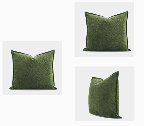 Large Throw Pillow for Interior Design, Simple Decorative Throw Pillows, Large Green Square Modern Throw Pillows for Couch, Contemporary Modern Sofa Pillows-ArtWorkCrafts.com