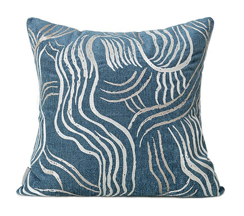 Blue Modern Sofa Pillow, Modern Throw Pillows, Modern Throw Pillow for Couch, Blue Decorative Pillow, Throw Pillow for Living Room-ArtWorkCrafts.com