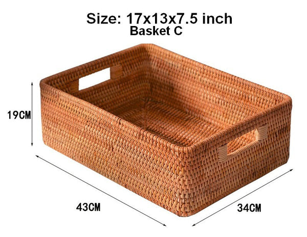 Woven Storage Baskets, Rattan Storage Baskets for Kitchen, Storage Basket for Shelves, Kitchen Storage Basket, Storage Baskets for Bedroom-ArtWorkCrafts.com