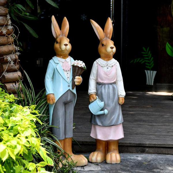 Extra Large Rabbit Couple Statue, Rabbit Statues, Animal Statue for Garden Ornament, Villa Courtyard Decor, Outdoor Decoration, Garden Ideas-ArtWorkCrafts.com