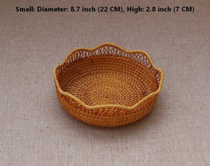 Woven Round Storage Basket, Cute Small Rattan Woven Baskets, Fruit Storage Basket, Storage Baskets for Kitchen-ArtWorkCrafts.com