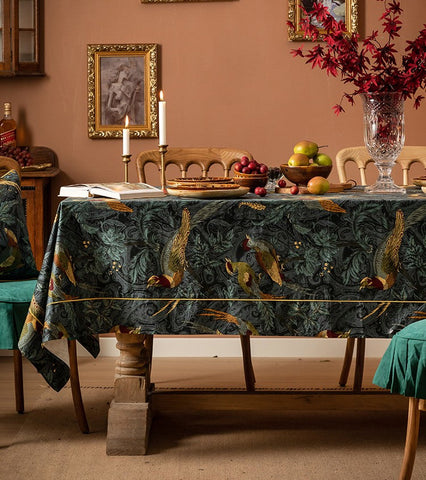 Nightingale Bird Tablecloth, Farmhouse Table Cloth, Blue Rectangle Tablecloth for Dining Room Table, Square Tablecloth, Waterproof Tablecloth-ArtWorkCrafts.com