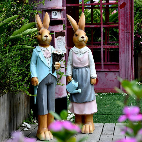 Extra Large Rabbit Couple Statue, Rabbit Statues, Animal Statue for Garden Ornament, Villa Courtyard Decor, Outdoor Decoration, Garden Ideas-ArtWorkCrafts.com