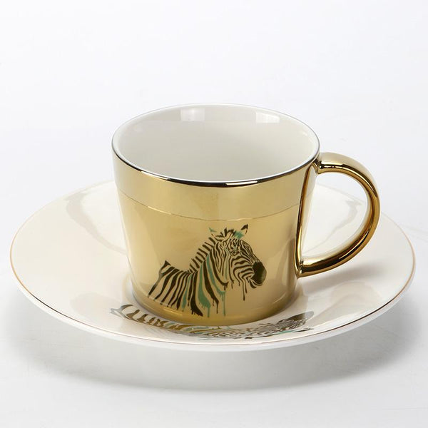 Ceramic Coffee Cup, Large Coffee Cups, Coffee Cup and Saucer Set, Golden Coffee Cup, Silver Coffee Mug, Tea Cup-ArtWorkCrafts.com