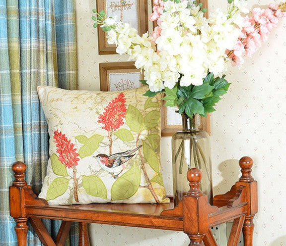 Pillows for Farmhouse, Living Room Throw Pillows, Decorative Sofa Pillows, Bird Throw Pillows, Embroidery Throw Pillows, Rustic Pillows for Couch-ArtWorkCrafts.com