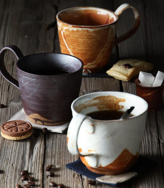 Pottery Coffee Mug, Large Handmade Ceramic Coffee Cup, Large Capacity Coffee Cup, Large Tea Cup-ArtWorkCrafts.com