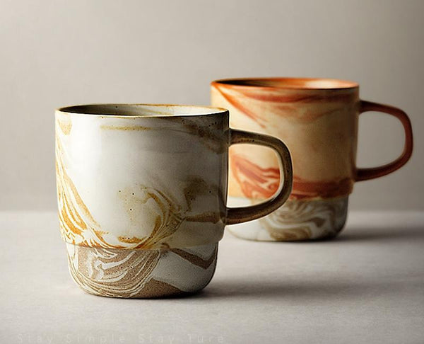 Large Handmade Pottery Coffee Cup, Large Tea Cup, Ceramic Coffee Mug, Large Capacity Coffee Cup-ArtWorkCrafts.com