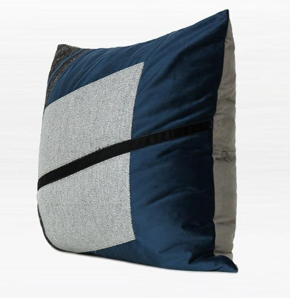 Modern Sofa Pillow, Modern Throw Pillows, Blue Decorative Pillow, Square Pillow, Throw Pillow for Living Room-ArtWorkCrafts.com