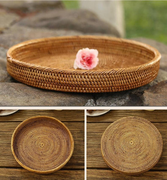 Indonesia Hand Woven Storage Basket, Natural Fiber Decorative Baskets, Small Rustic Food Basket-ArtWorkCrafts.com