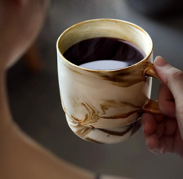 Large Handmade Pottery Coffee Cup, Large Tea Cup, Ceramic Coffee Mug, Large Capacity Coffee Cup-ArtWorkCrafts.com