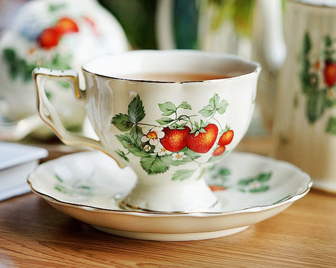 Beautiful British Tea Cups, Bone China Porcelain Tea Cup Set, Traditional English Tea Cups and Saucers, Unique Ceramic Coffee Cups-ArtWorkCrafts.com