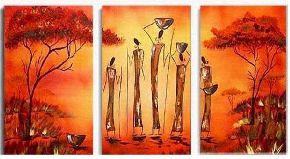 Landscape Painting, African Art, Canvas Painting, Wall Art, Large Painting, Living Room Wall Art, Modern Art, 3 Piece Wall Art, Abstract Painting, Home Art Decor-ArtWorkCrafts.com