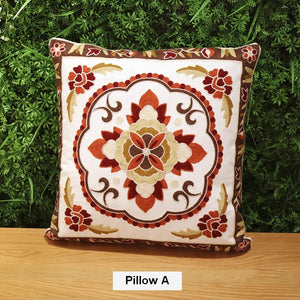 Cotton Flower Decorative Pillows, Sofa Decorative Pillows, Embroider Flower Cotton Pillow Covers, Farmhouse Decorative Throw Pillows for Couch-ArtWorkCrafts.com