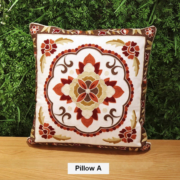 Sofa Decorative Pillows, Embroider Flower Cotton Pillow Covers, Cotton Flower Decorative Pillows, Farmhouse Decorative Throw Pillows for Couch-ArtWorkCrafts.com