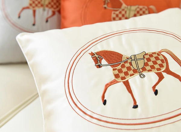 Horse Decorative Throw Pillows for Couch, Modern Decorative Throw Pillows, Embroider Horse Pillow Covers, Modern Sofa Decorative Pillows-ArtWorkCrafts.com