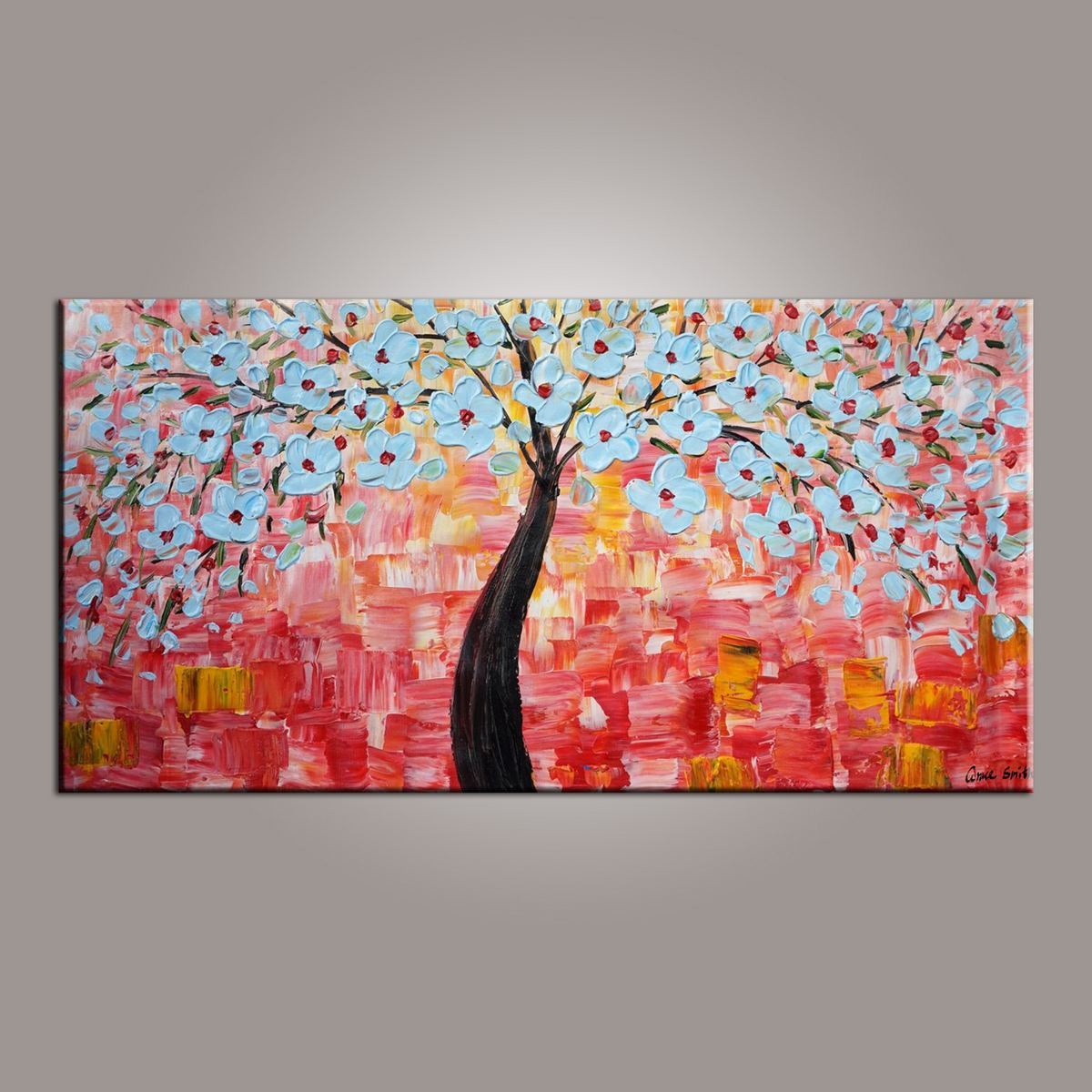 Flower Art, Abstract Art Painting, Tree Painting, Painting on Sale, Canvas Wall Art, Bedroom Wall Art, Canvas Art, Modern Art, Contemporary Art-ArtWorkCrafts.com