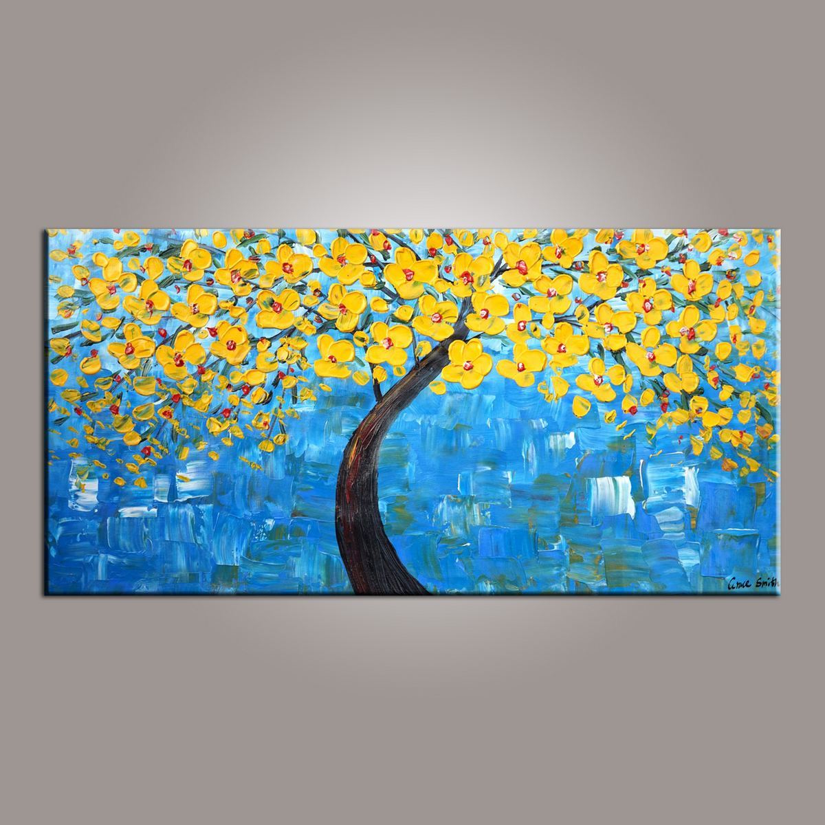 Tree Painting, Painting on Sale, Flower Art, Abstract Art Painting, Canvas Wall Art, Bedroom Wall Art, Canvas Art, Modern Art, Contemporary Art-ArtWorkCrafts.com