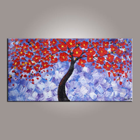 Painting on Sale, Flower Art, Abstract Art Painting, Tree Painting, Canvas Wall Art, Bedroom Wall Art, Canvas Art, Modern Art, Contemporary Art-ArtWorkCrafts.com