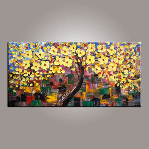 Flower Tree Painting, Canvas Wall Art, Abstract Art Painting, Painting on Sale, Dining Room Wall Art, Canvas Art, Modern Art, Contemporary Art-ArtWorkCrafts.com