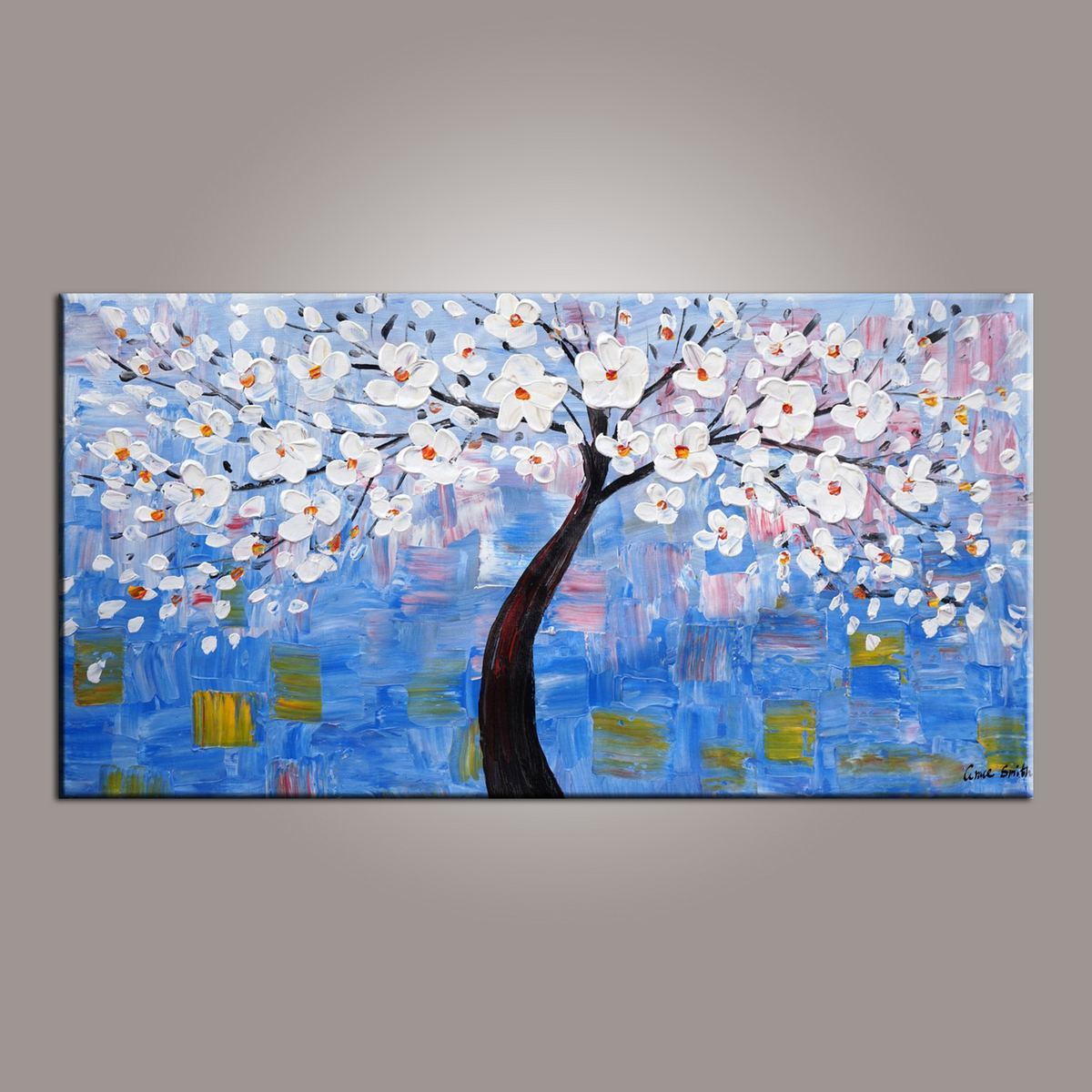 Abstract Canvas Art, Flower Tree Painting, Tree of Life Painting, Painting on Sale, Contemporary Art-ArtWorkCrafts.com