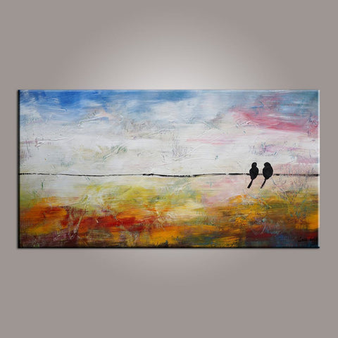 Love Birds Painting, Painting for Sale, Modern Art, Abstract Art, Contemporary Art, Abstract Art, Living Room Wall Art, Canvas Art-ArtWorkCrafts.com